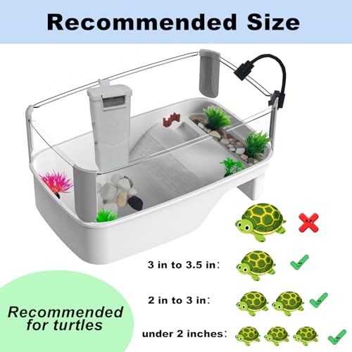 Small Turtle Tank Habitat Kit with Basking Platform, for Turtles, Crayfish, Crab, Aquatic Tortoise Enclosure Starter Aquarium, Pet Turtle Reptile Habitat - size: 13.8IN