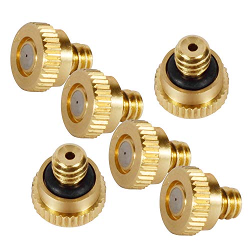 KUWAN 0.016" Orifice (0.4mm) Thread UNC 10/24 Brass Misting Nozzles 20PCS | Low Pressure Atomizing Misting Sprayer Water Hose Nozzle for Greenhouse, Landscaping, Outdoor Cooling Mister System - color: 20PCS