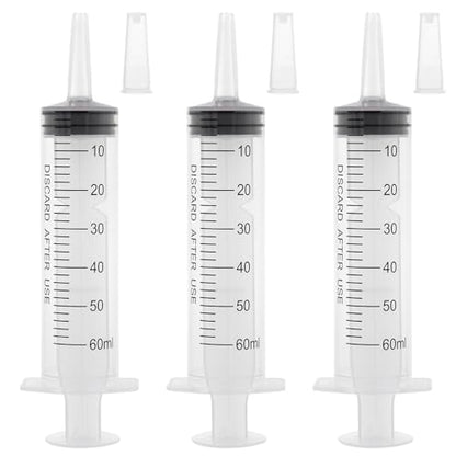 60ml Syringe with Cap, Syringes without Needle for Liquid, Scientific Labs, Measurement, Pet Feeding ,Ink Refilling ,Oil or Glue Applicator (3 Pack) - style: 60ml