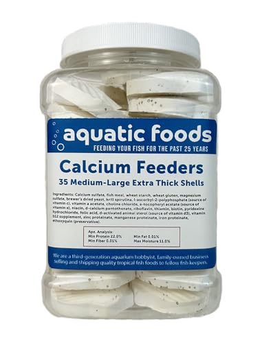 Calcium Feeders Extra Thick Medium-Large Shells... 35ct Medium Jar | For Shrimp, For Snails, For Crabs & Crayfish, For Hermit Crabs, For Tropical Fish - size: 25 Count (Pack of 1)
