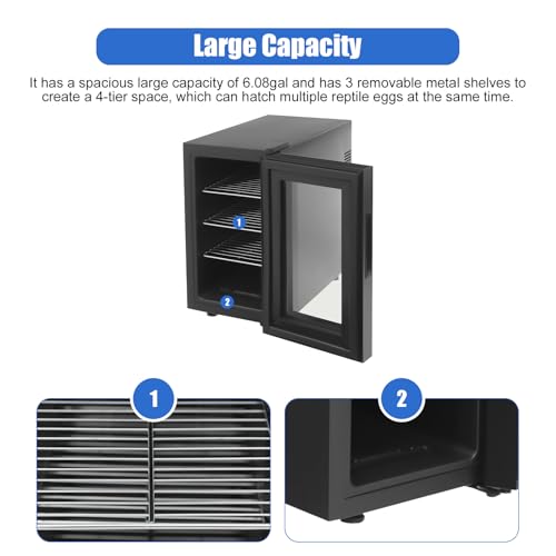 Reptile Incubator, 6.08Gal Portable Scientific Lab Incubator Digital Incubators Cooling Small Reptiles Eggs Temperature Control with LED Display & 3 Tier Removable Shelves for Hatching Chicks