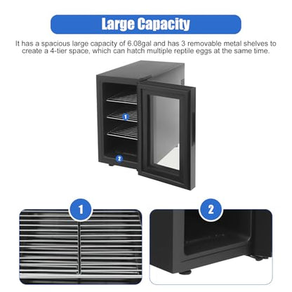 Reptile Incubator, 6.08Gal Portable Scientific Lab Incubator Digital Incubators Cooling Small Reptiles Eggs Temperature Control with LED Display & 3 Tier Removable Shelves for Hatching Chicks