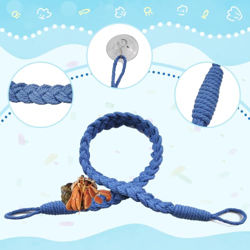 2PCS Hermit Crab Climbing Toys,Hermit Crab Rope Ladder Decor Reptile Hanging Vines Toys Hermit Crab Supplies Reptiles Habitat Tank Terrarium Accessories for Lizard Leopard Gecko Tree Frog(Blue)