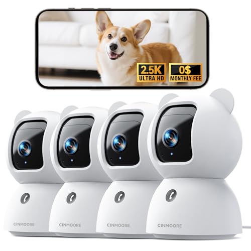 2.5K Indoor Security Camera 4pack, Free AI Person/Pet/Cry Detection, 4MP Baby/Dog/Cat/Pet Camera with Phone App, Pan Tilt WiFi, Night Vision, Full Duplex Audio for Home Security - style: 2.5K Cam 4pack
