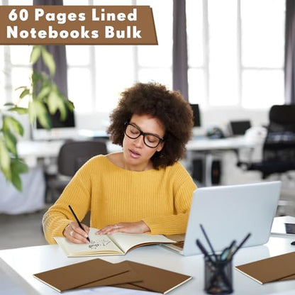 100 Pcs Journals Notebooks Bulk - Kraft Softcover A5 Small Notebooks 5.5 Inch x 8.3 Inch Notepads with 60 Page 30 Sheet for Writing Sketch Travel Office Supplies(Dark Brown,Lined) - color: Dark Brown, style: Lined