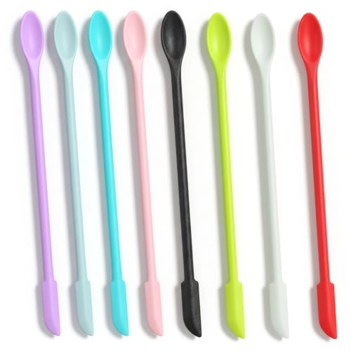 Jeffdad 8 Pcs Reptile Spoon, Crested Gecko Food Mixing Spoon Reptile Powder Fruit Mixing Stirring Food Feeding Spoons Long Handle Feeding Tool fit Gargoyle Bearded Dragon Lizard