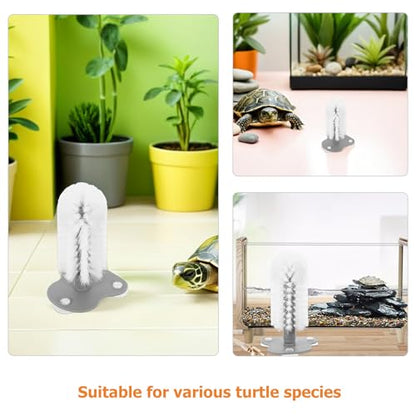 FOMIYES 2pcs Turtle Shell Scrub Brush with Suction Cup for Aquarium Tank Detachable Brush Head Removes Stubborn Dirt Abs Material for Reptile Tank Accessories