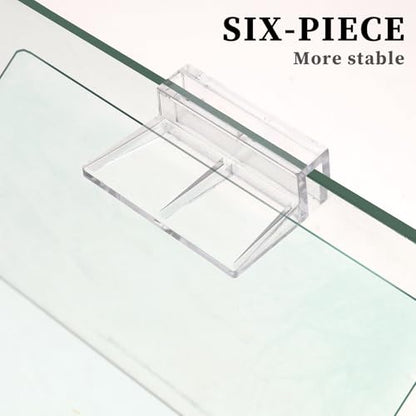 Sliverdew Aquarium Lid Clips for Thickness, 6 PCS | Clear Acrylic Fish Tank Lid Holder Aquarium Hoods Support Clamps for 12mm Thick Rimless Fish Tank Glass Top - size: for 12mm thickness