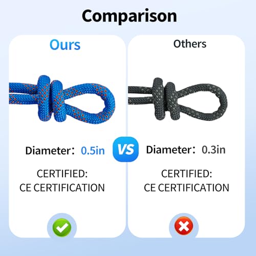 100Ft 1/2 Inch Heavy Duty Climbing Rope,Arborist Rope for Tree Pulling (Blue) - size: 100ft-Blue