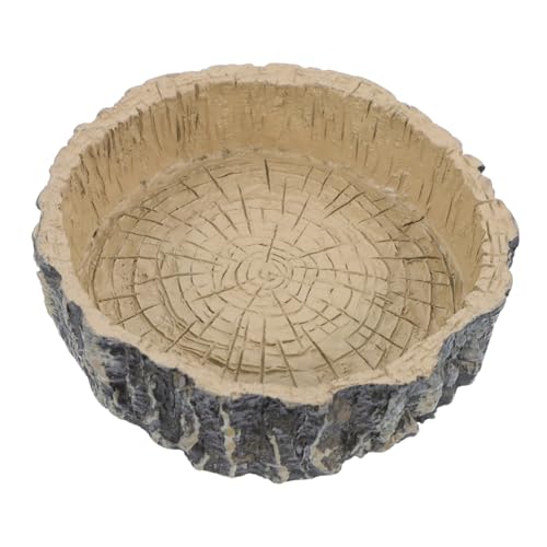 Kisangel Reptile Feeding Bowl for Tortoise and Lizard Dark Brown Resin Food and Water Dish Crawling Food Storage Container for Reptile Supplies Sturdy and Easy to Clean