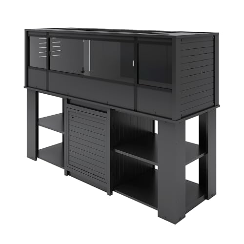 New Age Pet® ECOFLEX® 72" Jumbo Versa Stand, Standard Height Cabinet for Reptile & Small Animal Habitat, Lounge in Black - color: Black