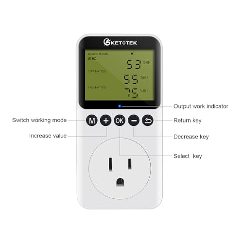 Digital Humidity Controller Outlet Plug 120v 15A Humidistat Countdown Control Switch for Greenhouse Reptile Bathroom Vent Fan Humidifier Dehumidifier