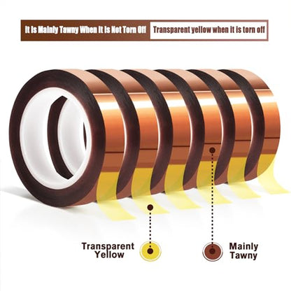 MEBMIK 6 Rolls 10mm x16m(52FT) Heat Tape High Temperature Heat Resistant Tape Heat Transfer Tape for Heat Sublimation Press Vinyl,No Residue
