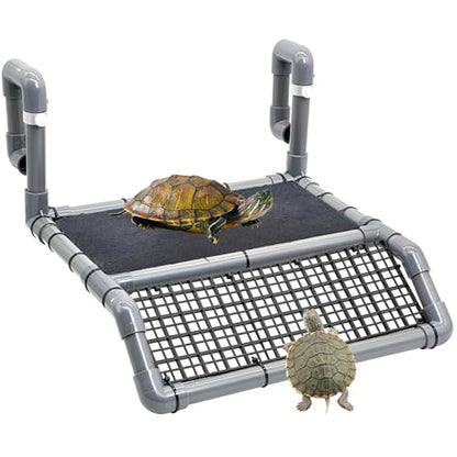 Reptile Tank Accessories, Adjustable Hanging Platform with Plastic Tube and Slate Rock for Tortoise, Bearded Dragon Basking Platform, Tank Accessories for Turtles, Bearded Dragon