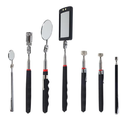 7 Pack Telescoping Magnetic Pickup Tool Set | 3Pcs Round and Square Inspection Mirror Telescoping with LED Lights, 4Pcs Magnet Stick Best Gadgets Gifts for Men - size: 7