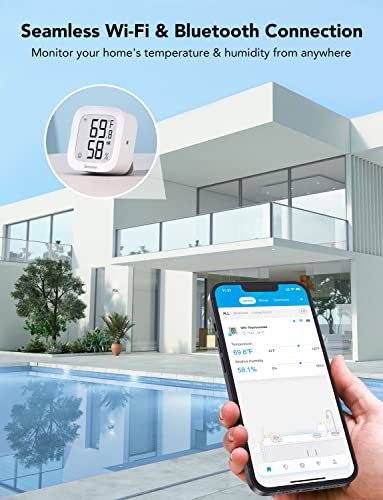 Govee WiFi Thermometer Hygrometer H5103 with Electronic Ink Display | Temp and humidity monitor with alert, 2.4G WiFi & Bluetooth, 2-yr data export. For bedroom, wine cellar, basement