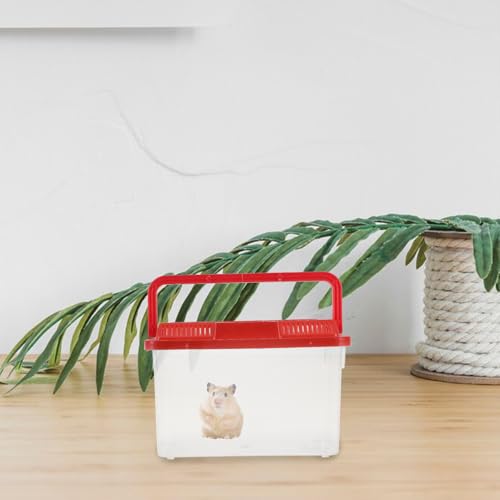POPETPOP Portable Turtle Transport Container and Travel Fish Tank, Plastic Aquarium with Handle, Medium Red Fish Breeding Box Suitable for Reptiles, Hamsters, and Small Pets