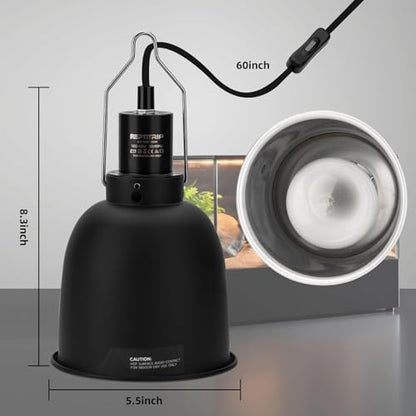 Reptile Light Fixture 5.5", Reptile Heat Lamp Max 100W, Reptile Tank Lighting Fixtures, Fixture for UVB Reptile Light, Reptile Tank Accessories 2 Packs E26 - size: 5.5-INCH