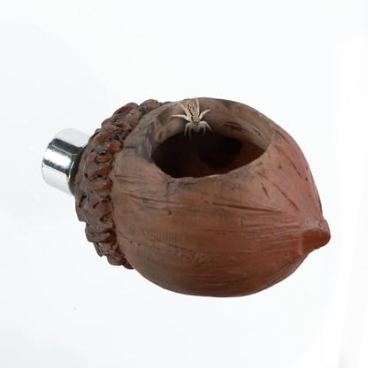 REPTI ZOO Jumping Spider Hideout and Feeding Dish, Nut Shaped Hide and Cave Sets for Spider Playing, Feeding and Climbing, Pet Spider Enclosure Accessories