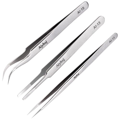 3PCS Precision Tweezers Set, Upgraded High-end Stainless Steel Tweezer | For Craft, Electronics, Soldering, Model, Laboratory Work, Jewelry-Making - style: Set