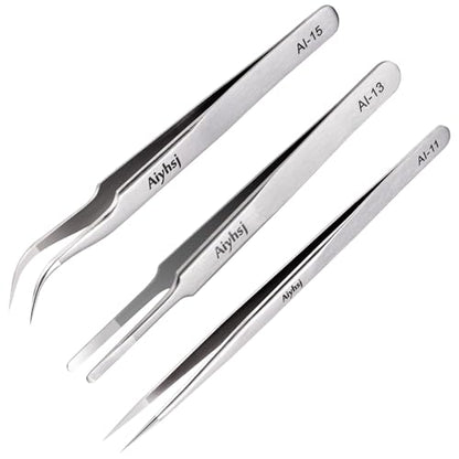3PCS Precision Tweezers Set, Upgraded High-end Stainless Steel Tweezer | For Craft, Electronics, Soldering, Model, Laboratory Work, Jewelry-Making - style: Set