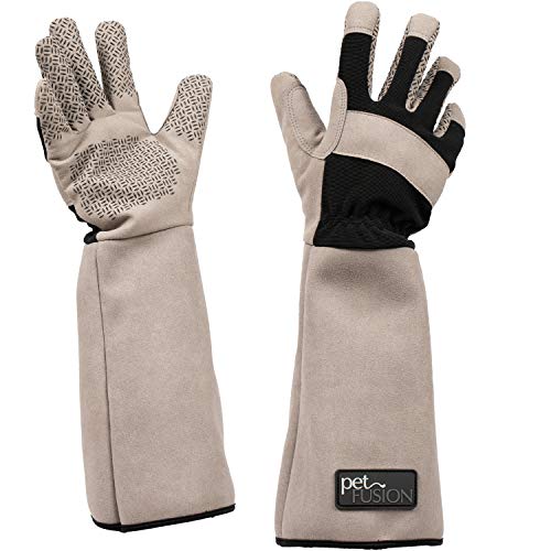 PetFusion Multipurpose Pet Grooming Gloves Great for Trips to Vet and Bathing, Puncture, Scratch & Water Resistant - size: Large