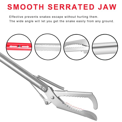weilaike 47.3" Snake Grabber Tool, Collapsible 2 Sections Snake Stick, Snake Tongs Only 24 in After Folding, Can Also Be Used as Reptile Tongs and Snake Hook