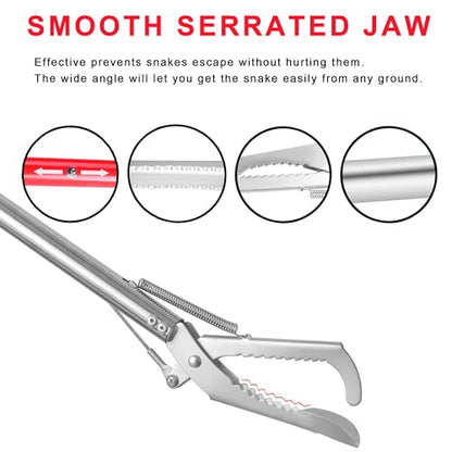 weilaike 47.3" Snake Grabber Tool, Collapsible 2 Sections Snake Stick, Snake Tongs Only 24 in After Folding, Can Also Be Used as Reptile Tongs and Snake Hook