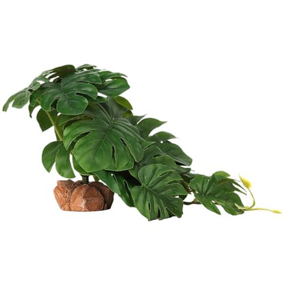 Fake Monstera Reptile Terrarium Plants for Ball Python Snake Gecko | Reptile Artificial Plants, Fits Bearded Dragon Crested Gecko Lizard Frog Tortoise Tank Enrichment - color: A-fake Monstera