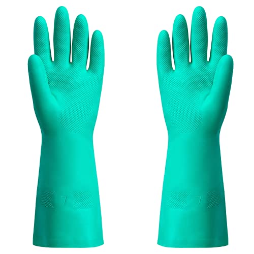 ThxToms Chemical Resistant Nitrile Gloves, Latex Rubber Free, 1 Pair, S | 15mil,Reusable Heavy Duty Diswashing Gloves, Resist Household Acid, Alkali, Solvent and Oil, Skin-Friendly & Anti-Slip Design - size: Small (Pack of 1)