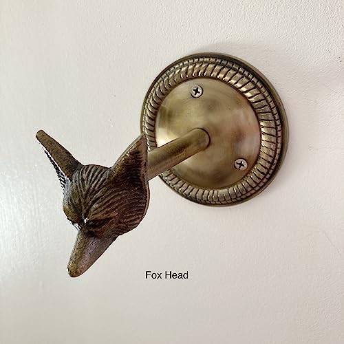 Animal Hook, Curtain Hold Back, Tie Back, Jewellery Hook, Antique Brass, Iron (Fox Head) - style: Fox Head