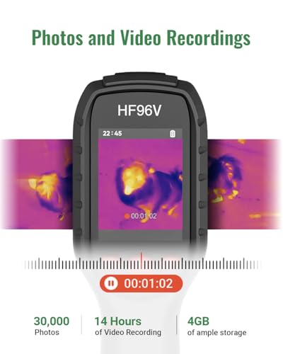 HF96V Thermal Camera with Visual Camera & Laser Pointer, Intelligent Scene Detection, 240 * 240 Super Resolution Thermal Imaging Camera,25 Hz, 50° FOV, -4°F to 1022°F, IP54 Infrared Camera