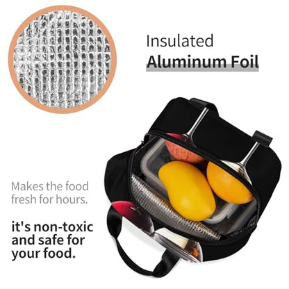 Insulated Lunch Bag Red Wine Glasses Lunch Box for Women Men Reusable Leakproof Lunch Cooler Bag for Office Picnic - color: Red Wine Glasses