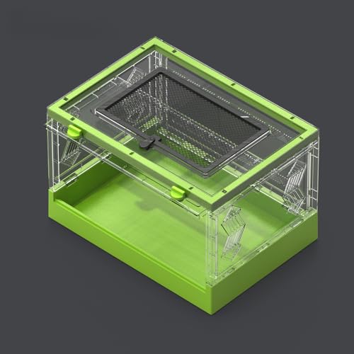 Large Portable Reptile Tank with Multi-Observation Perspective Foldable and Bottom Pulley, Ideal Habitat for Gecko, Frog, Spider and so on (Green Extra Large) | Multi-Observation Perspective, Foldable, Bottom Pulley, Ideal for Gecko, Frog, Spider - color: