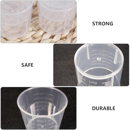 100 Pcs Reusable Washable Measuring Cups Multifunctional Scale Bowls for Reptile Feeding and Storage, White Plastic Containers Suitable for Lizards and Crawling Pets