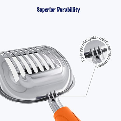Cat Litter Scoop, Aluminum Alloy Sifter, Kitty Metal Scooper, Deep Shovel, Long Handle, Poop Sifting, Kitten Pooper Lifter, Durable, Heavy Duty, for Litter Box - color: POLISHED Aluminum \ #08 Red Handle, size: Small