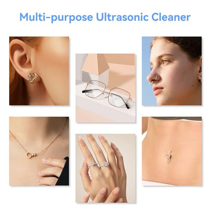 Ultrasonic Jewelry Cleaner, Jewelry Cleaner Machine 12oz 46KHz, Professional Sonic Cleaner with One-Touch Operation, Sonic Cleaner for Rings, Glasses, Jewelry, Dentures (Black) - color: Black