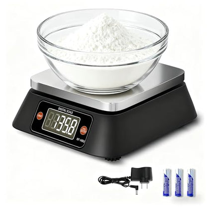 Kitchen Scales Digital Weight Grams and Ounces, YONCON KF-H8U Food Scale for Bakers, Candle and Soap Making, Baking Scale with Stainless Steel Large Platform, 22lb, 3*AA Batteries and AC Power Adapter