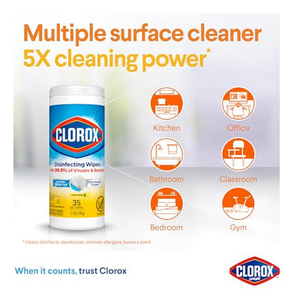 Clorox Disinfecting Wipes ea, White, Citrus Blend, 35 Count, 9.1 Ounce (Pack of 1), (01594)