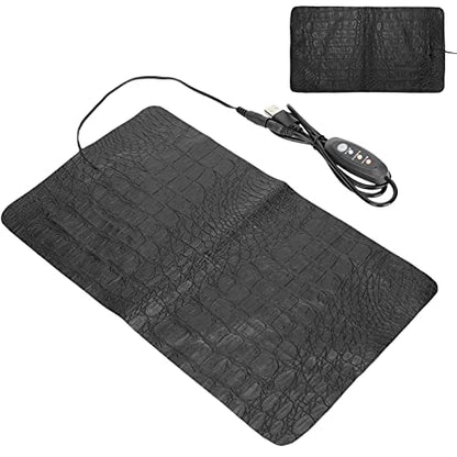 SUNGOOYUE Reptile Heating Pad, PU Leather Tank Warmer Heat Mat with 3 Level Temperature Adjustment, USB Anti Scratch Design, 7.5W 8.5W for Tortoise Lizard (Large) - size: Large