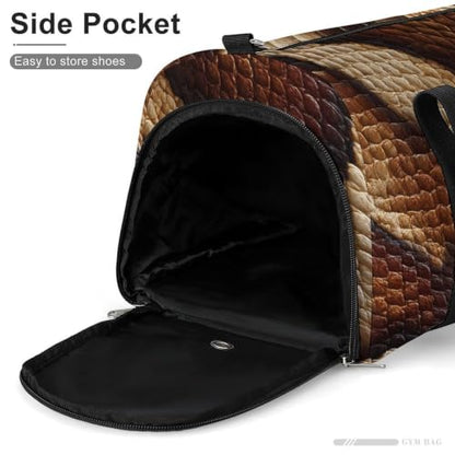 Snake Skin Texture Gym Duffle Overnight Weekends Bag | crossbody,for men women,with shoe wet compartment,for travel sports fitness workout