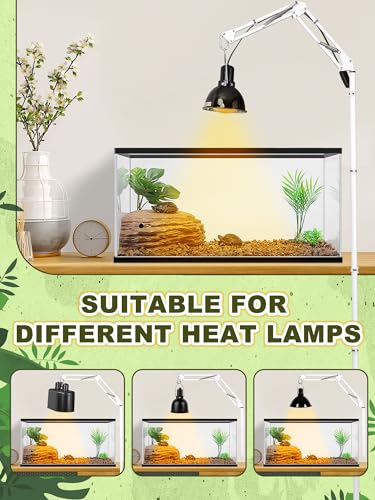 Reptile Light Stand, Single Swing-Arm, White, 15.7-74.3 inch | Adjustable 360° Swing Arm, Heat Bulb Stand, For Bearded Dragons, Turtles, Chameleons, Terrarium Compatible - color: White, size: Single Swing-Arm