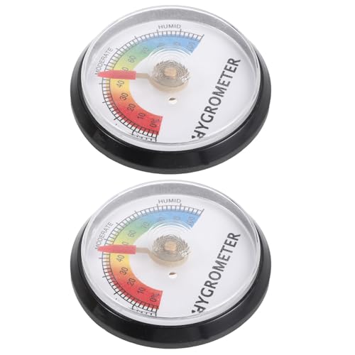 GANAZONO 2pcs Round Humidity Gauge for Reptile and Lizard Enclosure, Accurate Terrarium Control with Quick Response Reading, Waterproof Humidity Meter for Glass Tank and Habitat Monitoring
