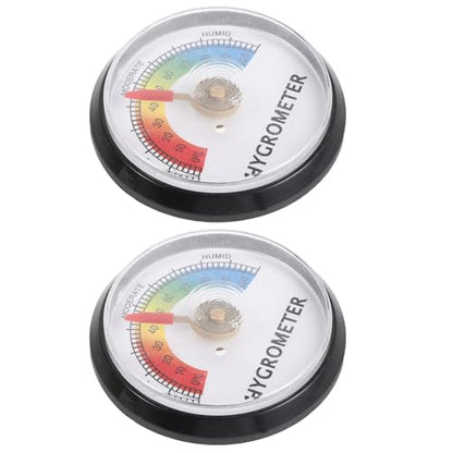 GANAZONO 2pcs Round Humidity Gauge for Reptile and Lizard Enclosure, Accurate Terrarium Control with Quick Response Reading, Waterproof Humidity Meter for Glass Tank and Habitat Monitoring