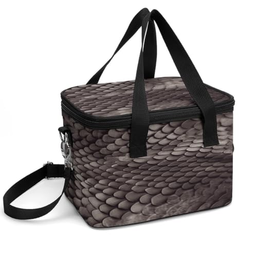 Classic Snake Skin Insulated Cooler Bag Lunch Bag Lunchbox | 600D Waterproof Oxford Insulated Lunch Bag leakproof Portable Cooler Tote Bags Reusable Lunch Bag for picnic camping travel