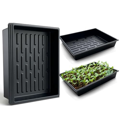 RooTrimmer Seed Starter Tray, 5 Packs Plant Tray, Durable Plastic Growing Trays, Stackable Seedling Starter Trays Perfect for Indoor, Outdoor, Greenhouses, 16.5" L x 13.2" W x 2.8" H - Black - size: 16.5" x 13.2" x 2.8" Trays - 5P
