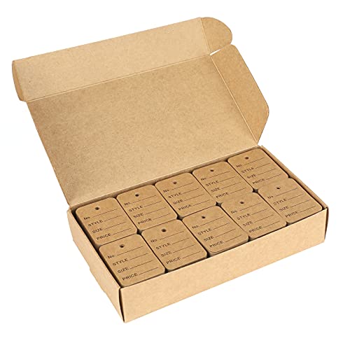 jijAcraft 1000Pcs Price Tags, Brown Clothing Tag for Retail, Small Kraft Paper Tag for Labeling Price, Size, Number, Writable Price Tags for Business Supplies Selling Jewlry, Clothes (1.9" X 1.4") - color: Brown