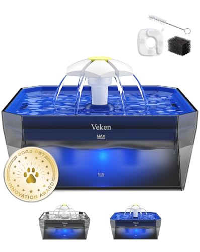 Veken Award-Winning Small Pet-Friendly Cat Water Fountain with Quiet Pump, Easy to Clean & Assemble, 50oz Mini Pet Water Dispenser Gifts for Cats, Dogs and Small Animals, Blue - color: Plastic-Blue