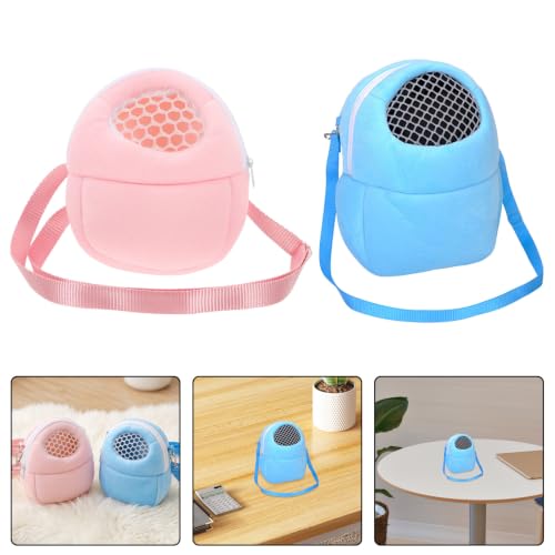 PartyKindom 2pcs Small Animal Carrying Bag for Hamsters and Reptiles, Lightweight Velvet Travel Carrier with Breathable Mesh Window and Secure Closure, Adjustable Shoulder Strap for Outings