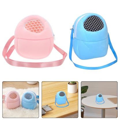 PartyKindom 2pcs Small Animal Carrying Bag for Hamsters and Reptiles, Lightweight Velvet Travel Carrier with Breathable Mesh Window and Secure Closure, Adjustable Shoulder Strap for Outings